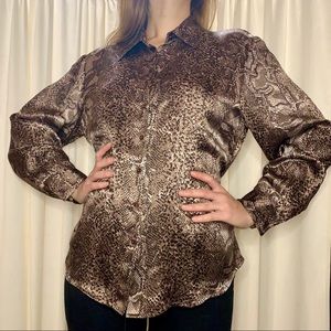80’s SILK ANIMAL PRINT BUTTON UP-CLIO BRAND
